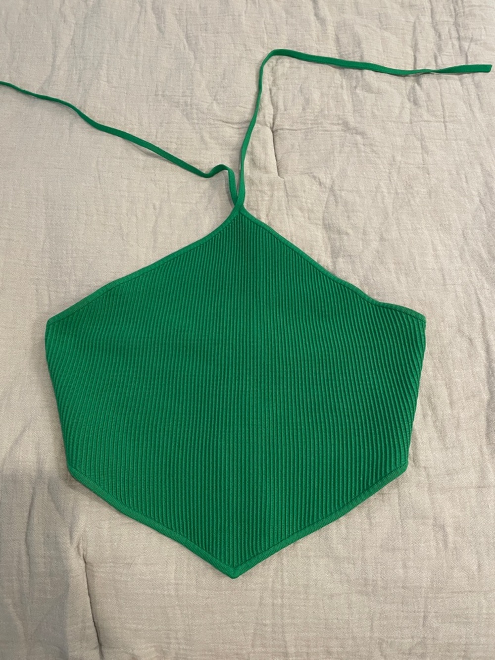 Aritzia Ribbed Green Halter Crop Top